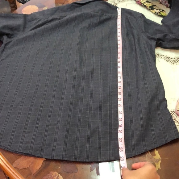 Ben Sherman Men’s Gray Dot Plaid Slim Tailored Stretch Button Up Shirt Size 16.5 - Picture 4 of 8